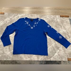 CB Casual Royal Blue Snowflake Long Sleeve